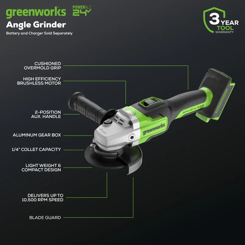 24V Brushless Angle Grinder (Tool Only) - AG24L00