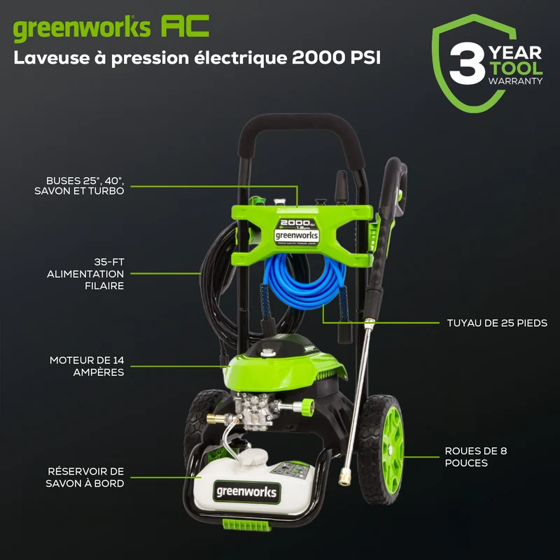 2000 PSI 1.2 GPM 14 Amp Electric Pressure Washer - GPW2006
