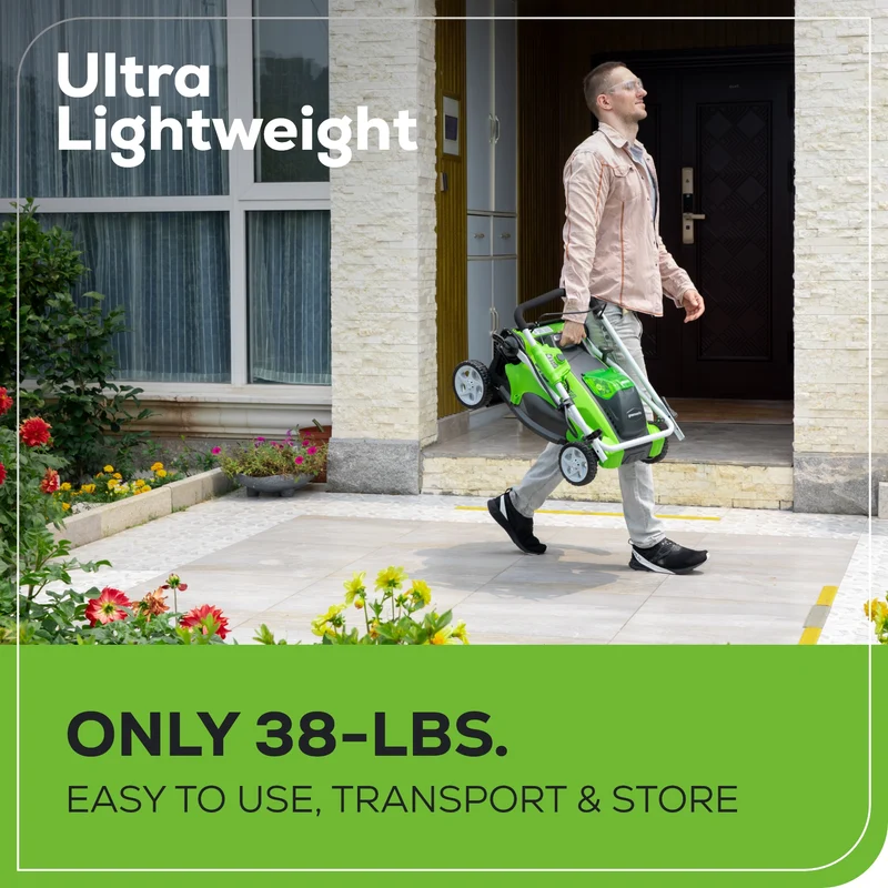 40V 16" Battery Lawn Mower - Cordless Push with 4.0Ah Battery & Charger