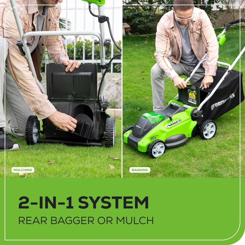 40V 16" Battery Lawn Mower - Cordless Push with 4.0Ah Battery & Charger