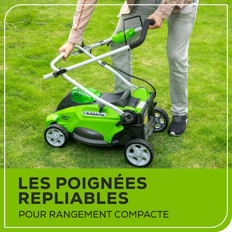 40V 16" Battery Lawn Mower - Cordless Push with 4.0Ah Battery & Charger