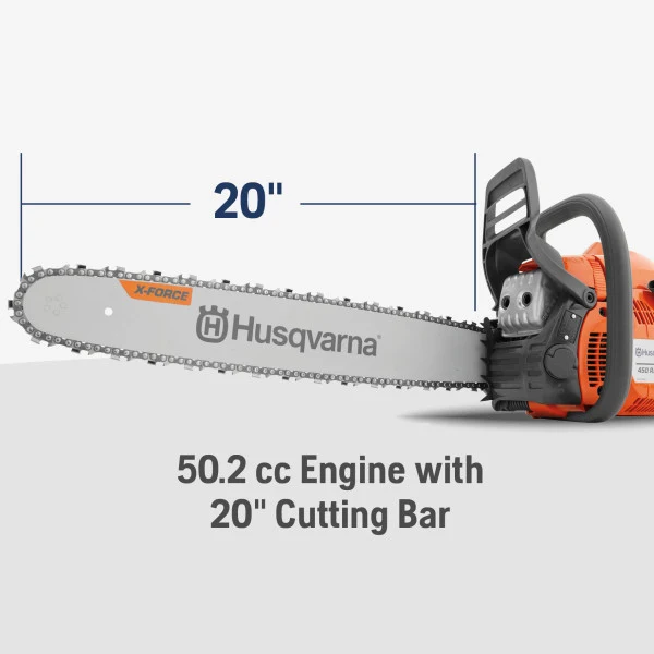 Husqvarna 450 Rancher 50.2-cc 20 inch Gas Chainsaw, 0.050" Gauge and .325" Pitch