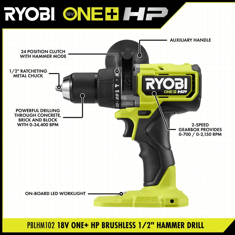 18V ONE+ HP Brushless 1/2" Hammer Drill Kit