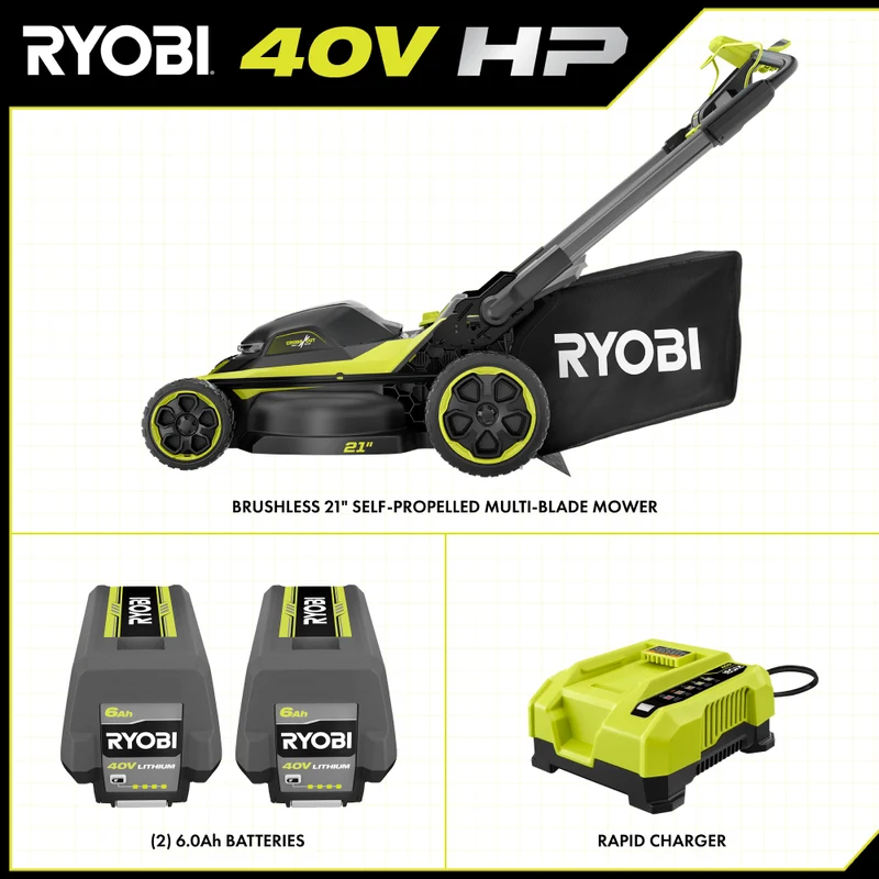 40V HP Brushless 21" Walk Behind Self-Propelled Lawn Mower w/ (2) 6.0Ah Batteries and Charger