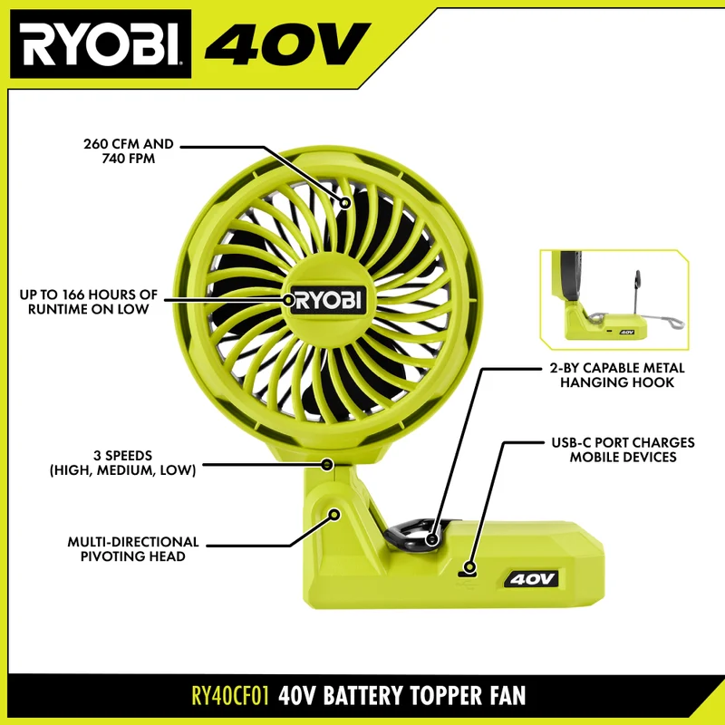 40V Battery Topper Fan