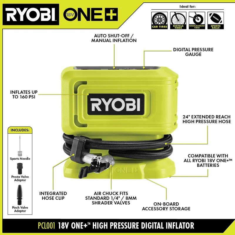 18V ONE+ High Pressure Digital Inflator Kit