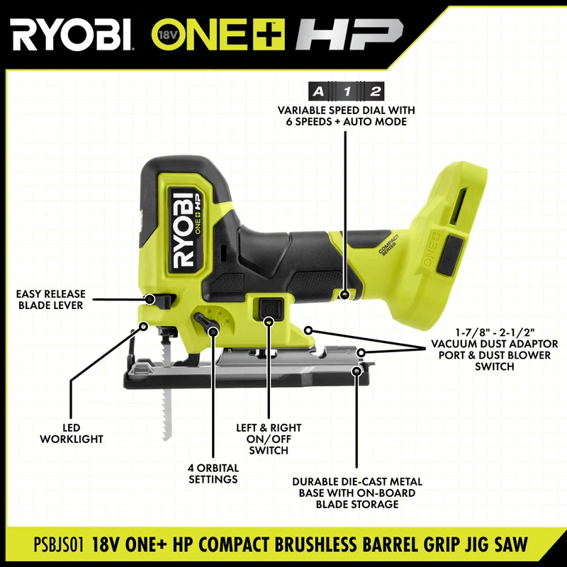 18V ONE+ HP Compact Brushless Barrel Grip Jig Saw Kit