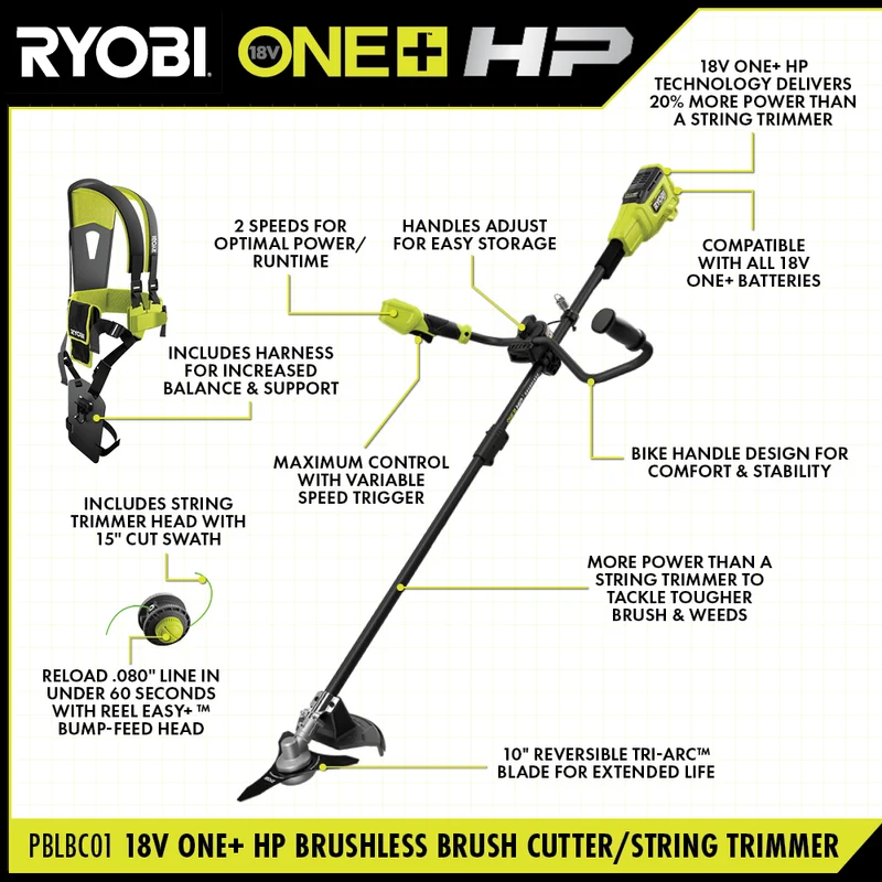 18V ONE+ HP Brushless Brush Cutter/String Trimmer