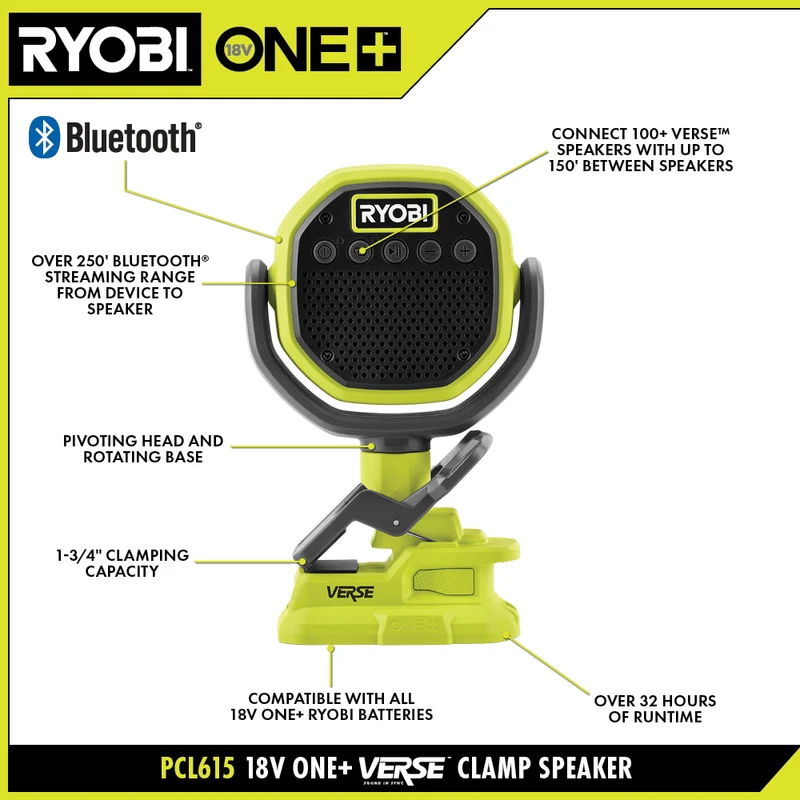 18V ONE+ VERSE Clamp Speakers (2-Pack)