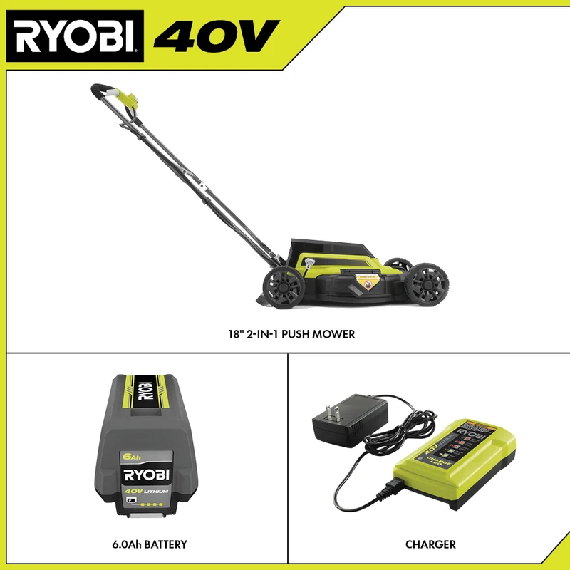 40V 18" 2-IN-1 Push Mower Kit