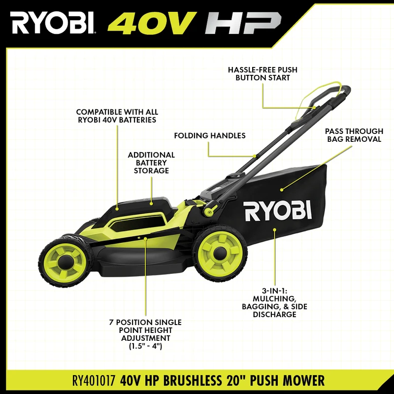 40V HP Brushless 20" Push Mower