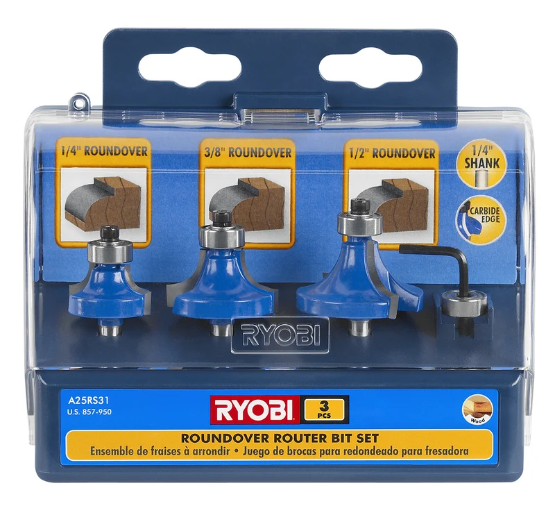 3 PC. Roundover Router Bit Set