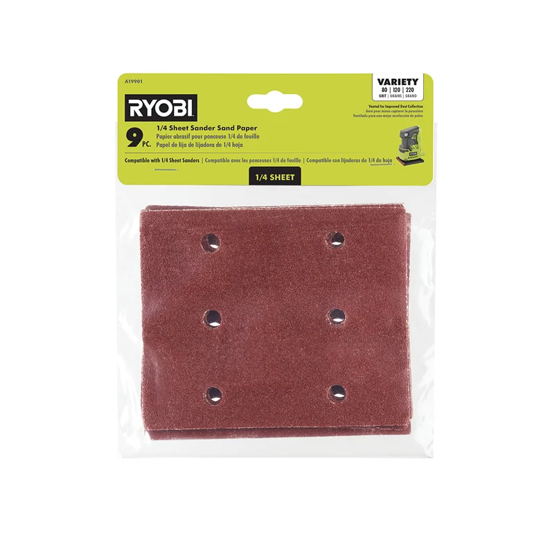 9 PC. 1/4 Sheet Sander Sand Paper