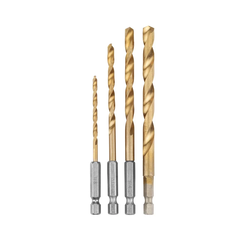 Hex Shank Titanium Drill Bit Set (4 PC.)
