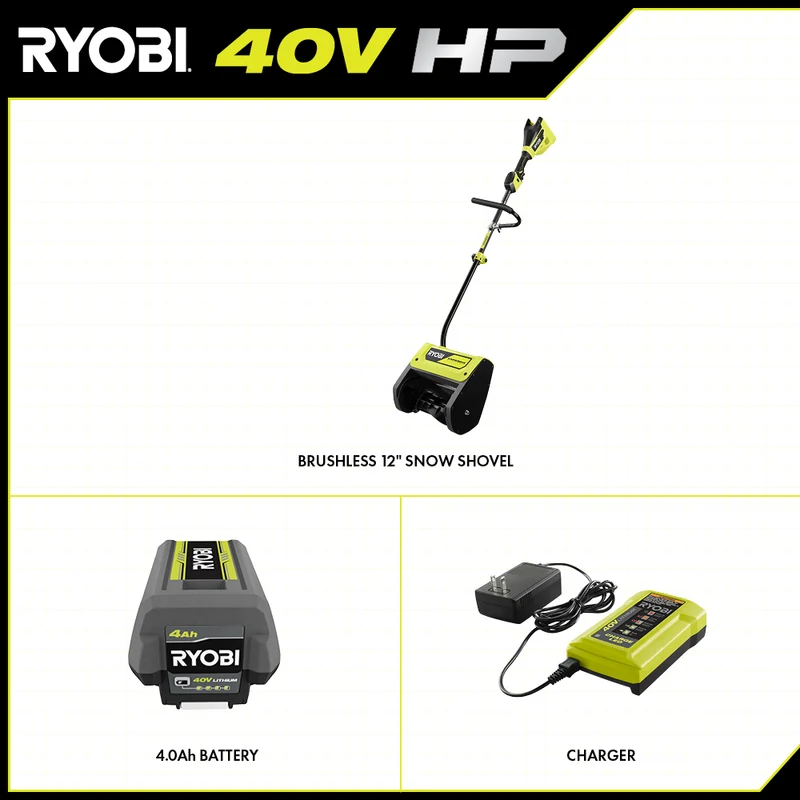 40V HP Brushless 12" Snow Shovel Kit