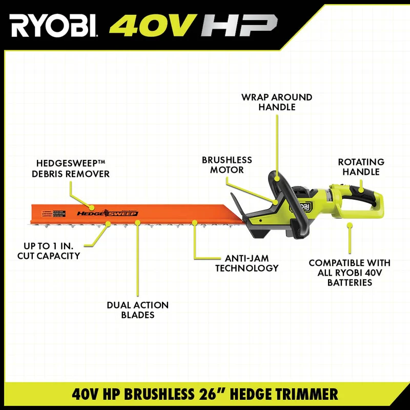 40V HP Brushless 26" Hedge Trimmer Kit