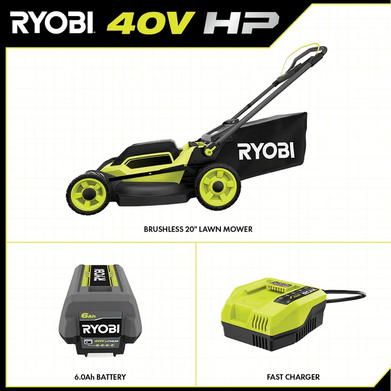 40V HP Brushless 20" Push Mower Kit