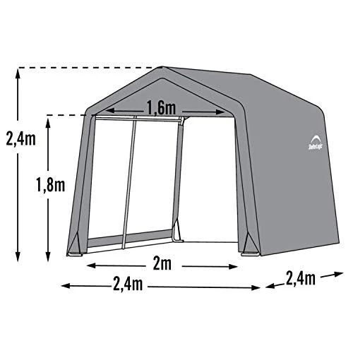 ShelterLogic 6' x 6' Shed-in-a-Box All Season Steel Metal Peak Roof Outdoor Storage Shed with Waterproof Cover and Heavy Duty Reusable Auger Anchors, Grey