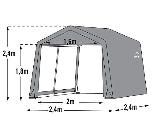 ShelterLogic 6' x 6' Shed-in-a-Box All Season Steel Metal Peak Roof Outdoor Storage Shed with Waterproof Cover and Heavy Duty Reusable Auger Anchors, Grey