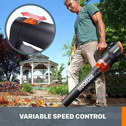 WORX WG520 Turbine 600 Corded Electric Leaf Blower, Black