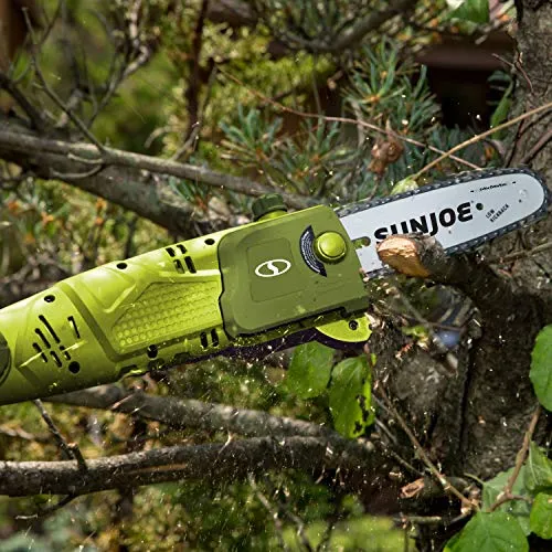 Sun Joe SWJ803E 10 inch 8.0 Amp Electric Multi-Angle Pole Chain Saw, Green