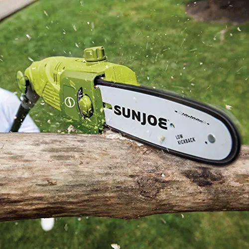 Sun Joe SWJ803E 10 inch 8.0 Amp Electric Multi-Angle Pole Chain Saw, Green