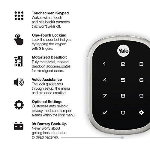 Yale Security YRD256-ZW2-619 Yale Assure Lock SL with Z-Wave in Satin Nickel (YRD256) Key Free Touchscreen Deadbolt