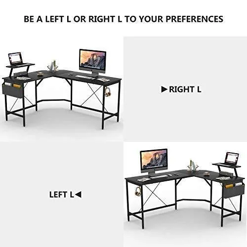 Cubiker Modern L-Shaped Computer Office Desk, Corner Gaming Desk with Monitor Stand, Home Office Study Writing Table Workstation for Small Spaces
