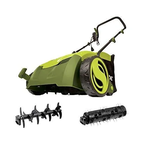 Sun Joe AJ801E 13 in. 12 Amp Electric Scarifier + Lawn Dethatcher w/Collection Bag, Green