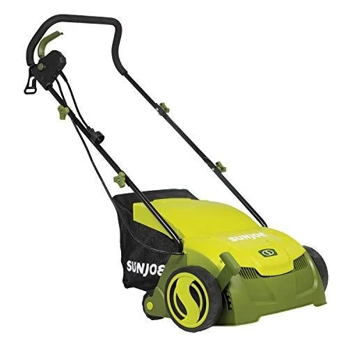 Sun Joe AJ801E 13 in. 12 Amp Electric Scarifier + Lawn Dethatcher w/Collection Bag, Green
