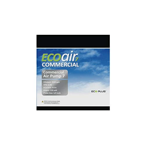 EcoPlus Eco Air7 Commercial Air Pump 7 - 200 Watt Single Outlet, With 12 Valve Manifold For Aquarium, Fish Tank, Fountain, Pond & Hydroponics, 3566 GPH, Silver