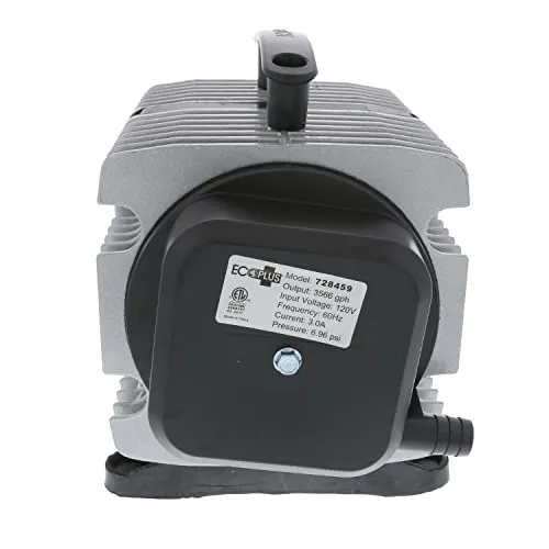 EcoPlus Eco Air7 Commercial Air Pump 7 - 200 Watt Single Outlet, With 12 Valve Manifold For Aquarium, Fish Tank, Fountain, Pond & Hydroponics, 3566 GPH, Silver
