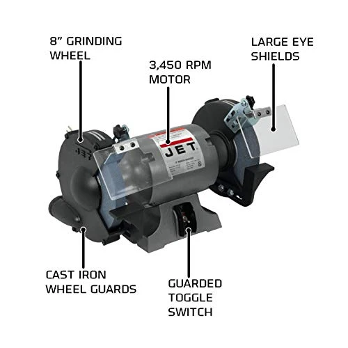 JET JBG-8B, 8-Inch Bench Grinder (577102)