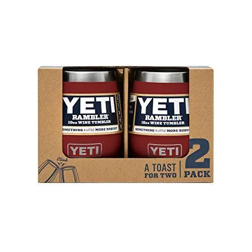 YETI Rambler 10 oz Stainless Steel Vacuum Insulated Wine Tumbler, 2 Pack, Brick Red