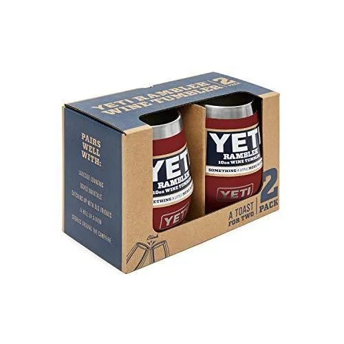 YETI Rambler 10 oz Stainless Steel Vacuum Insulated Wine Tumbler, 2 Pack, Brick Red