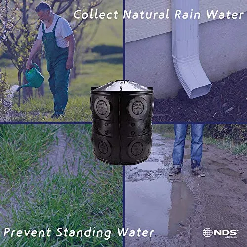 NDS FWAS24 50 Gal. Flo Stormwater Dry Well System Kit with 3 Side Panels & 1 Cover, Black