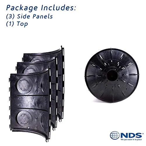 NDS FWAS24 50 Gal. Flo Stormwater Dry Well System Kit with 3 Side Panels & 1 Cover, Black