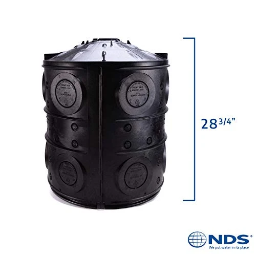 NDS FWAS24 50 Gal. Flo Stormwater Dry Well System Kit with 3 Side Panels & 1 Cover, Black