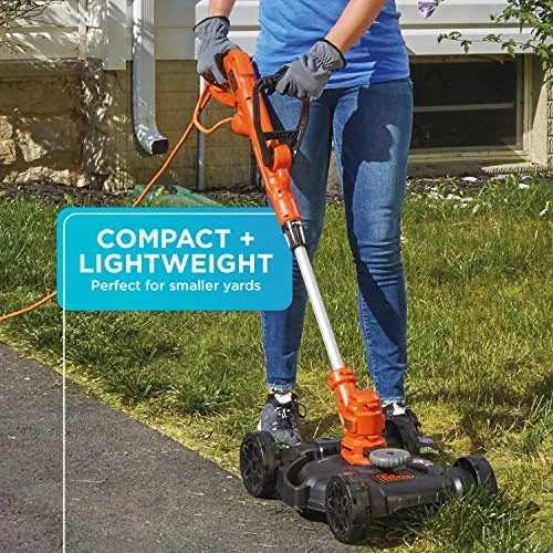 BLACK+DECKER Electric Lawn Mower, String Trimmer, Edger, 3-in-1, Corded (BESTA512CM)