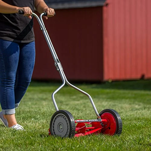 Great States 304-14 14-Inch 5-Blade Push Reel Lawn Mower, 14-Inch, 5-Blade, Red