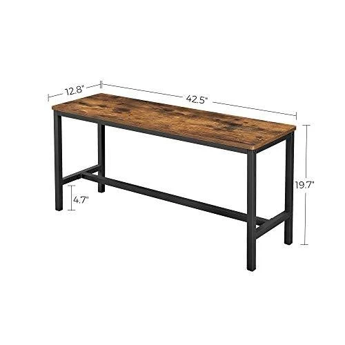 VASAGLE Dining Bench, Table Benches, Pair of 2, Industrial Style Indoor Benches, 42.5 x 12.8 x 19.7 Inches, Steel Frame, for Kitchen, Dining Room, Living Room, Rustic Brown and Black UKTB33X