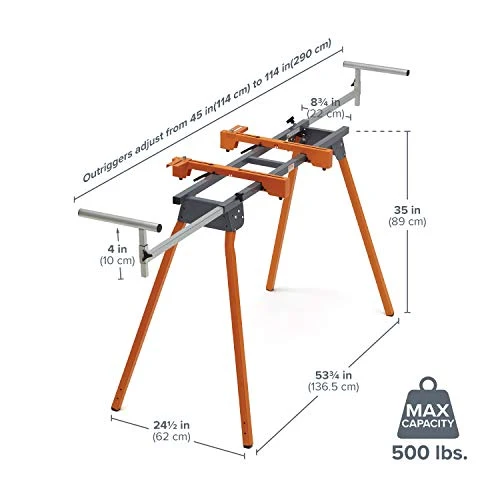 BORA Portamate PM-4000 - Heavy Duty Folding Miter Saw Stand with Quick Attach Tool Mounting Bars