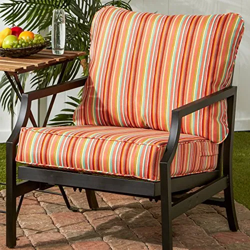 Greendale Home Fashions Deep Seat Cushion Set in Coastal Stripe, Watermelon