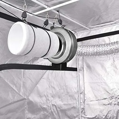 iPower 4 Inch 190 CFM Duct Inline Fan with 4" Filter 8 Feet Ducting Combo for Grow Tent Ventilation, Silver