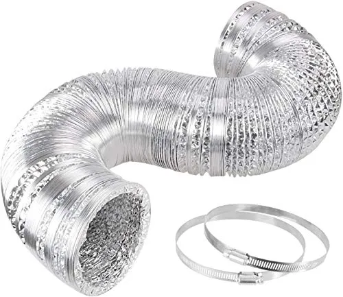 iPower 4 Inch 190 CFM Duct Inline Fan with 4" Filter 8 Feet Ducting Combo for Grow Tent Ventilation, Silver