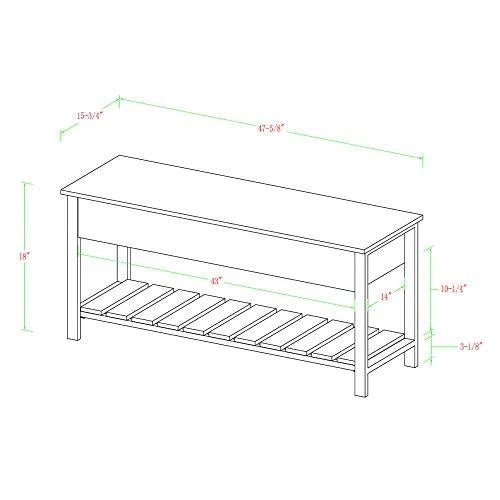 Walker Edison Julian Rustic Farmhouse Lift Top Entry Bench with Bottom Rack, 48 Inch - White Oak