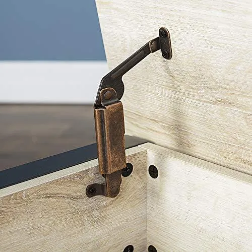 Walker Edison Julian Rustic Farmhouse Lift Top Entry Bench with Bottom Rack, 48 Inch - White Oak