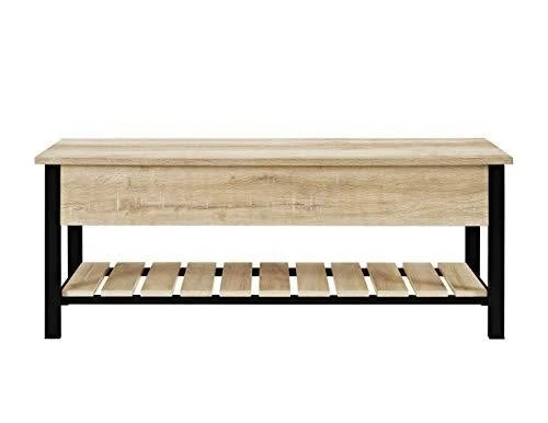 Walker Edison Julian Rustic Farmhouse Lift Top Entry Bench with Bottom Rack, 48 Inch - White Oak