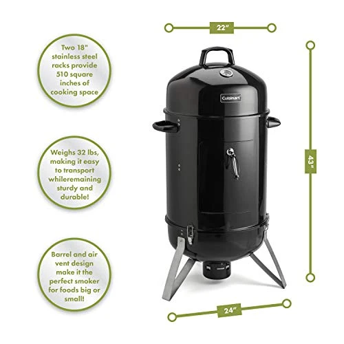 Cuisinart COS-118, Vertical Charcoal Smoker, 18"