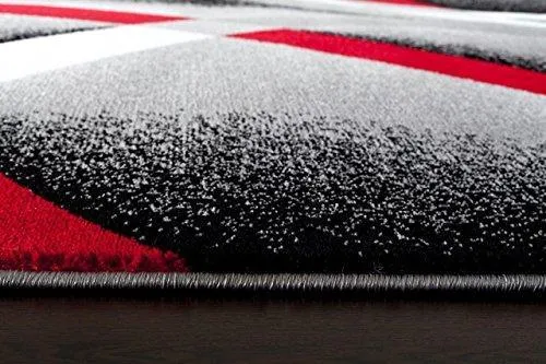 2305 Gray Black Red White Swirls 5'2 x7'2 Modern Abstract Area Rug Carpet by Persian-Rugs